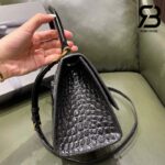 Túi Balenciaga Hourglass Small Black Đen Khóa Vàng Crocodile 23CM Best Quality