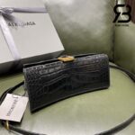 Túi Balenciaga Hourglass Small Black Đen Khóa Vàng Crocodile 23CM Best Quality