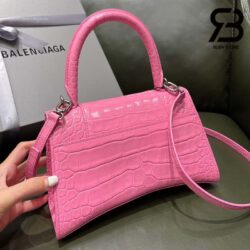 Balenciaga Shiny Calfskin Hourglass Top Handle Bag Mini Pink  STYLISHTOP