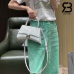 Túi Balenciaga Hourglass Small White Trắng Khóa Bạc Crocodile 23CM Best Quality