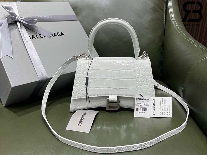 Balenciaga Hourglass Xs Graffitiprint Leather Bag in White  Lyst