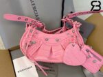 Túi Balenciaga Le Cagole Xs Shoulder Bag Pink Hồng Crodcodile 26CM Best Quality