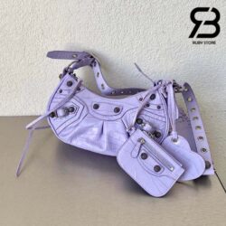 Túi Balenciaga Le Cagole Xs Shoulder Bag Purple Tím Crodcodile 26CM Best Quality