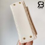 Túi Chanel Coco Handle Chevron Small White Trắng Da Caviar Lót Vải Vải 24CM Best Quality
