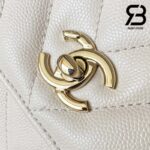 Túi Chanel Coco Handle Chevron Small White Trắng Da Caviar Lót Vải Vải 24CM Best Quality