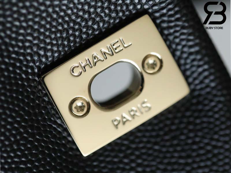 Túi Chanel Coco Handile Medium Black Đen Da Caviar Lizarrd 24CM Best Quality 