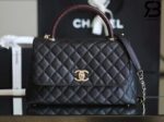 Túi Chanel Coco Handile Medium Black Đen Da Caviar Lizarrd Lót Vải 29CM Best Quality