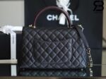 Túi Chanel Coco Handile Medium Black Đen Da Caviar Lizarrd Lót Vải 29CM Best Quality