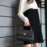 Túi Chanel Coco Handile Medium Black Đen Da Caviar Lizarrd Lót Vải 29CM Best Quality