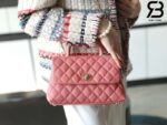 Túi Chanel Coco Handle Small Pink Hồng Da Caviar Lót vải 24CM Best Quality