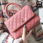 Túi Chanel Coco Handle Small Pink Hồng Da Caviar Lót vải 24CM Best Quality