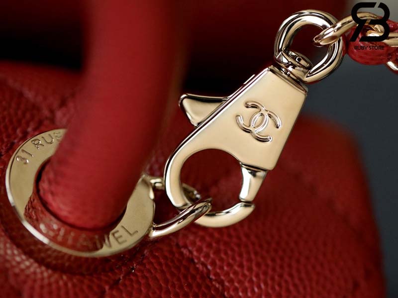 Túi Chanel Coco Handle Small Red Đỏ Da Caviar Lót vải 24CM Best Quality
