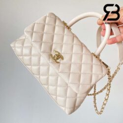 Túi Chanel Coco Handle Small White Trắng Da Caviar Lót Vải Vải 24CM Best Quality