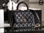 Túi Chanel Coco Mini Handle Black Đen Da Caviar Lizarrd Lót Vải 19CM Best Quality