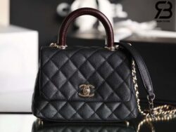 Túi Chanel Coco Mini Handle Black Đen Da Caviar Lizarrd Lót Vải 19CM Best Quality