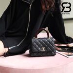 Túi Chanel Coco Mini Handle Black Đen Da Caviar Lizarrd Lót Vải 19CM Best Quality