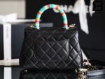 Túi Chanel Coco Mini Handle Black Đen Da Lambskin Lót Da 19CM Best Quality
