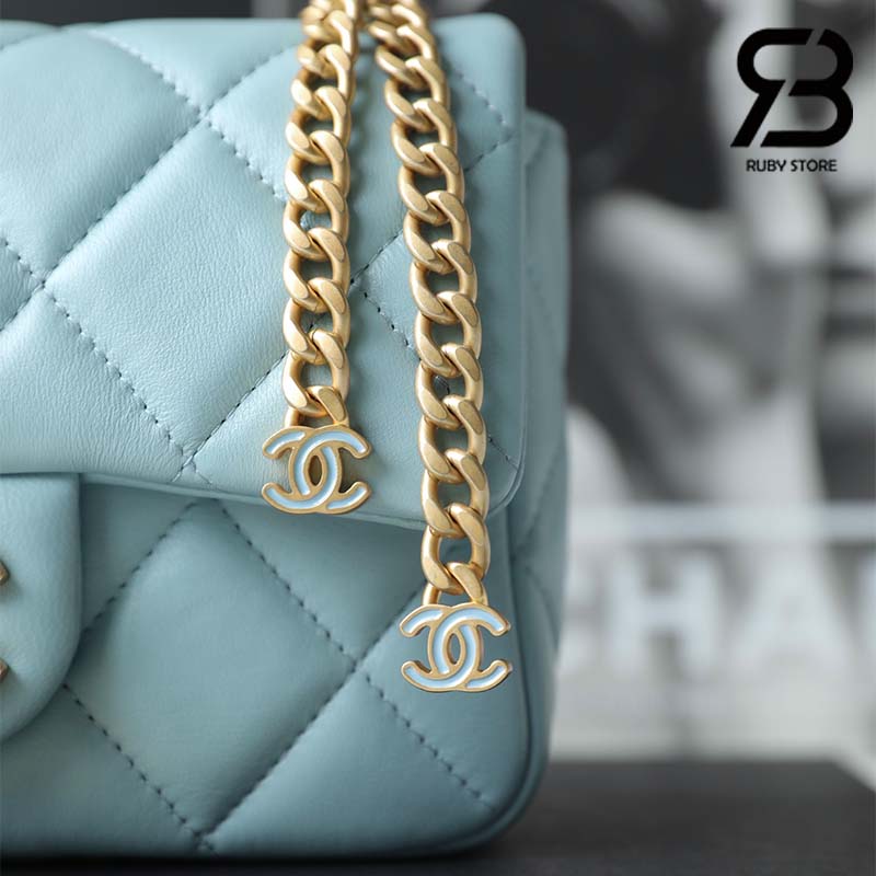 Túi Chanel Mini Flap Bag Màu Xanh Mint Da Cừu 18CM Best Quality