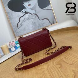 Túi Chanel Mini Flap Bag Bordeaux Red Đỏ Da Cừu 18CM Best Quality