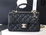 Túi Chanel Mini Flap Bag With Top Handle Lion Charm Black Đen Da Cừu 20CM Best Quality