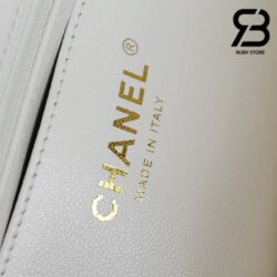 Túi Chanel Mini Flap Bag With Top Handle Lion Charm Màu Trắng 20CM Best Quality