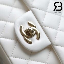 Túi Chanel Mini Flap Bag With Top Handle Lion Charm Màu Trắng 20CM Best Quality