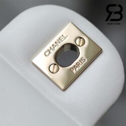 Túi Chanel Mini Flap Bag With Top Handle Lion Charm Màu Trắng 20CM Best Quality