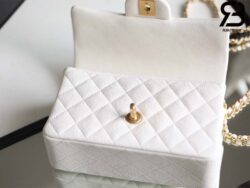 Túi Chanel Mini Flap Bag With Top Handle Màu Trắng Da Incas Caviar 20CM Best Quality