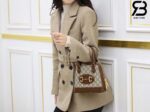 Túi Gucci Horsebit 1955 Mini Top Handle Bag GG Canvas Brown Nâu 20CM Best Quality