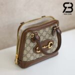 Túi Gucci Horsebit 1955 Mini Top Handle Bag GG Canvas Brown Nâu 20CM Best Quality