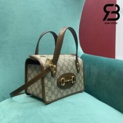Túi Gucci Horsebit 1955 Mini Top Handle Bag GG Canvas Brown Nâu 23CM Best Quality