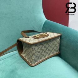 Túi Gucci Horsebit 1955 Mini Top Handle Bag GG Canvas Brown Nâu 23CM Best Quality