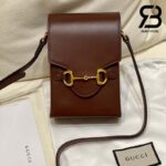 Túi Gucci Horsebit 1955 Phone Box Mini Brown Nâu Da Bê 17CM Best Quality