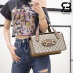 Túi Gucci Horsebit 1955 Top Handle Bag GG Canvas Brown Nâu 28CM Best Quality
