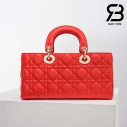 Túi Lady Dior D-Joy Bag Bright Orange Màu Đỏ Cam Da Cừu 26CM Best Quality