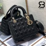 Túi Medium Lady Dior Bag Màu Đen Da Cừu 24CM Best Quality