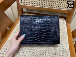 Túi YSL Cassandra Medium Chain Bag In Crocodile Màu Đen 22CM Best Quality