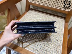 Túi YSL Cassandra Medium Chain Bag In Crocodile Màu Đen 22CM Best Quality
