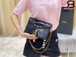 Túi YSL Cassandra Medium Chain Bag In Crocodile Màu Đen 22CM Best Quality
