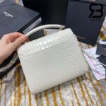 Túi YSL Cassandra Top Handle Bag Crocodile White Gold Trắng Khóa Vàng 20CM Best Quality