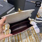 Túi YSL Cassandra Top Handle Bag Crocodile White Gold Trắng Khóa Vàng 20CM Best Quality