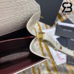 Túi YSL Cassandra Top Handle Bag Crocodile White Gold Trắng Khóa Vàng 20CM Best Quality