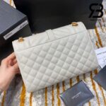 Túi YSL Envelope Medium Chain Bag Grained White Gold Trắng Khóa Vàng Da Calfskin 24CM Best Quality