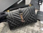 Túi YSL Envelope Medium Chain Bag Smooth Black Đen Da Calfskin 24CM Best Quality