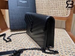 Túi YSL Envelope Woc Grained Black Đen Khóa Đen Da Calfskin 19CM Best Quality
