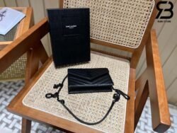 Túi YSL Envelope Woc Grained Black Đen Khóa Đen Da Calfskin 19CM Best Quality