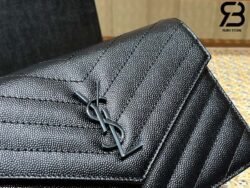 Túi YSL Envelope Woc Grained Black Đen Khóa Đen Da Calfskin 19CM Best Quality