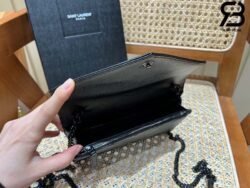 Túi YSL Envelope Woc Grained Black Đen Khóa Đen Da Calfskin 19CM Best Quality