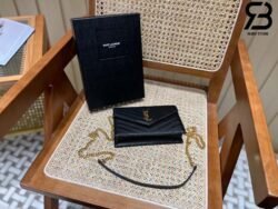 Túi YSL Envelope Woc Grained Black Gold Đen Khóa Vàng Da Calfskin 19CM Best Quality