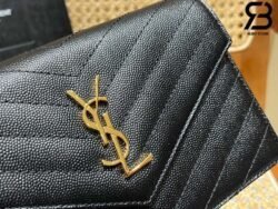 Túi YSL Envelope Woc Grained Black Gold Đen Khóa Vàng Da Calfskin 19CM Best Quality